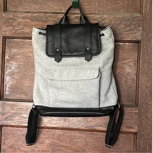 Abercrombie & Fitch Grey Wool & Leather Trim Backpack Unisex Street-Prep Classic